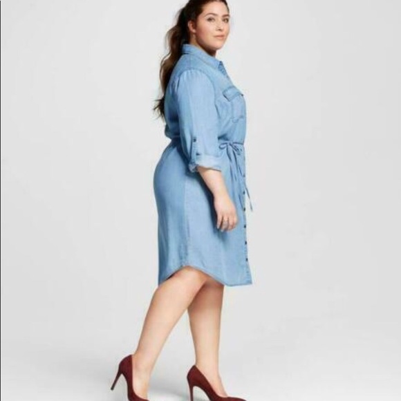plus denim shirt dress